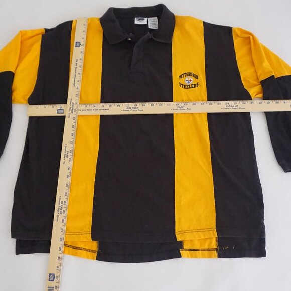 The Edge NFL Black Yellow Pittsburgh Steelers Cotton Rugby Shirt Embroidered XL - Picture 3 of 9